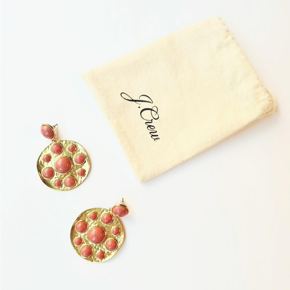 J. CREW OVERSIZED STONE MEDALLION EARRINGS